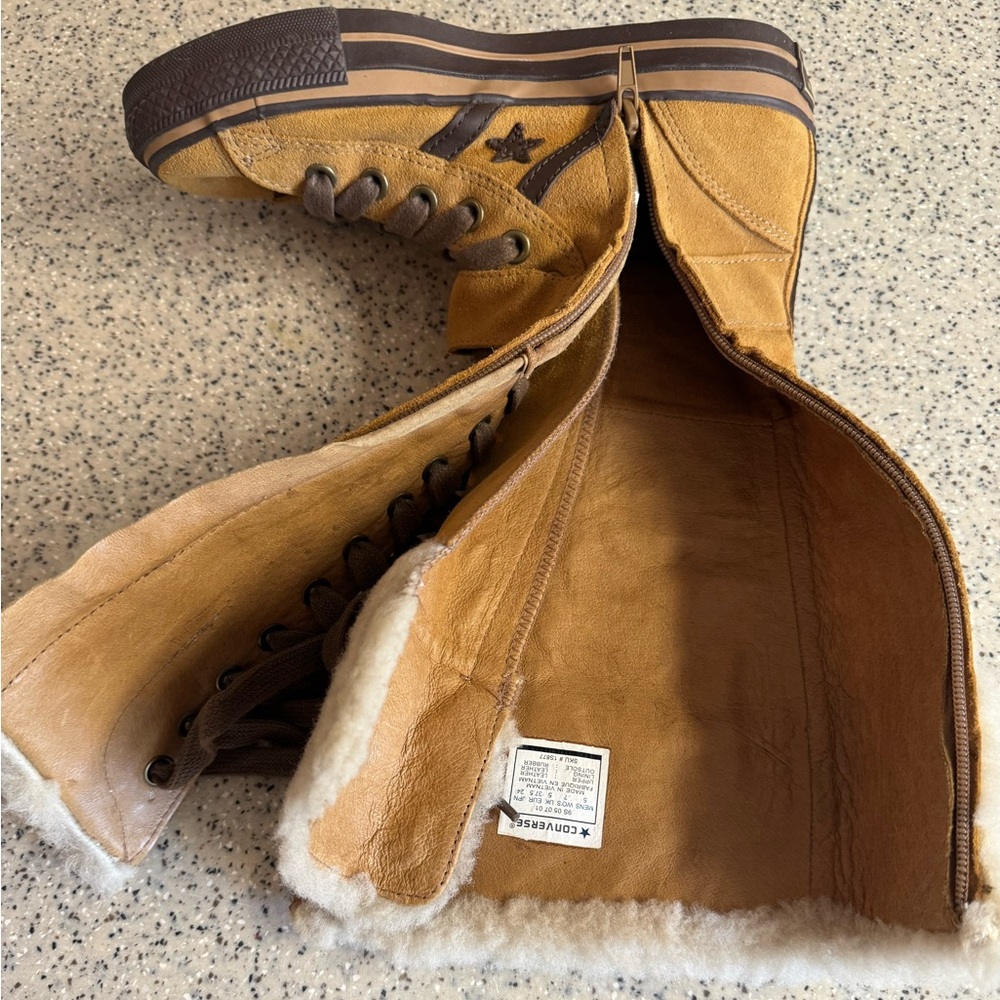 Rare🌟Vtg Converse brown leather XXHI sneakers Knee high full lace buckle.Size 7 - Picture 16 of 16